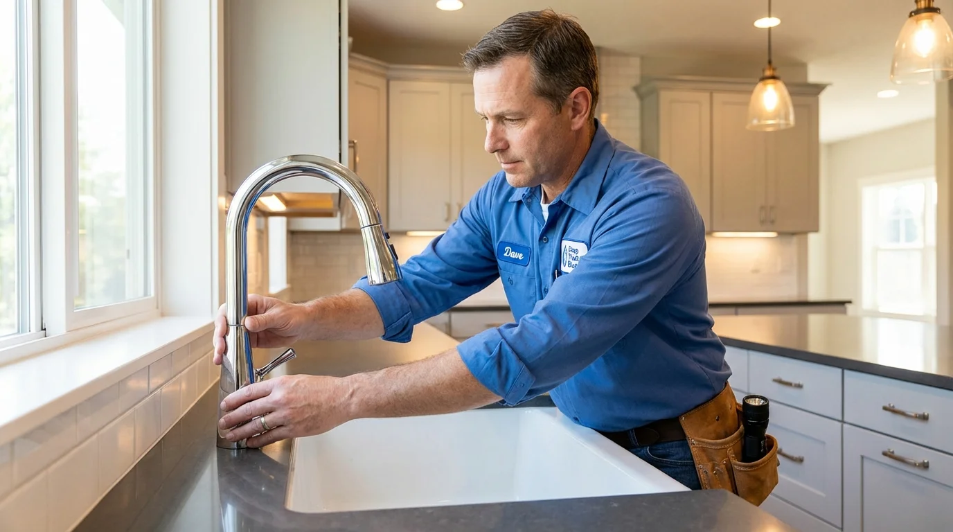 Kitchen faucet installation by Johns Plumbing LLC in West Yarmouth