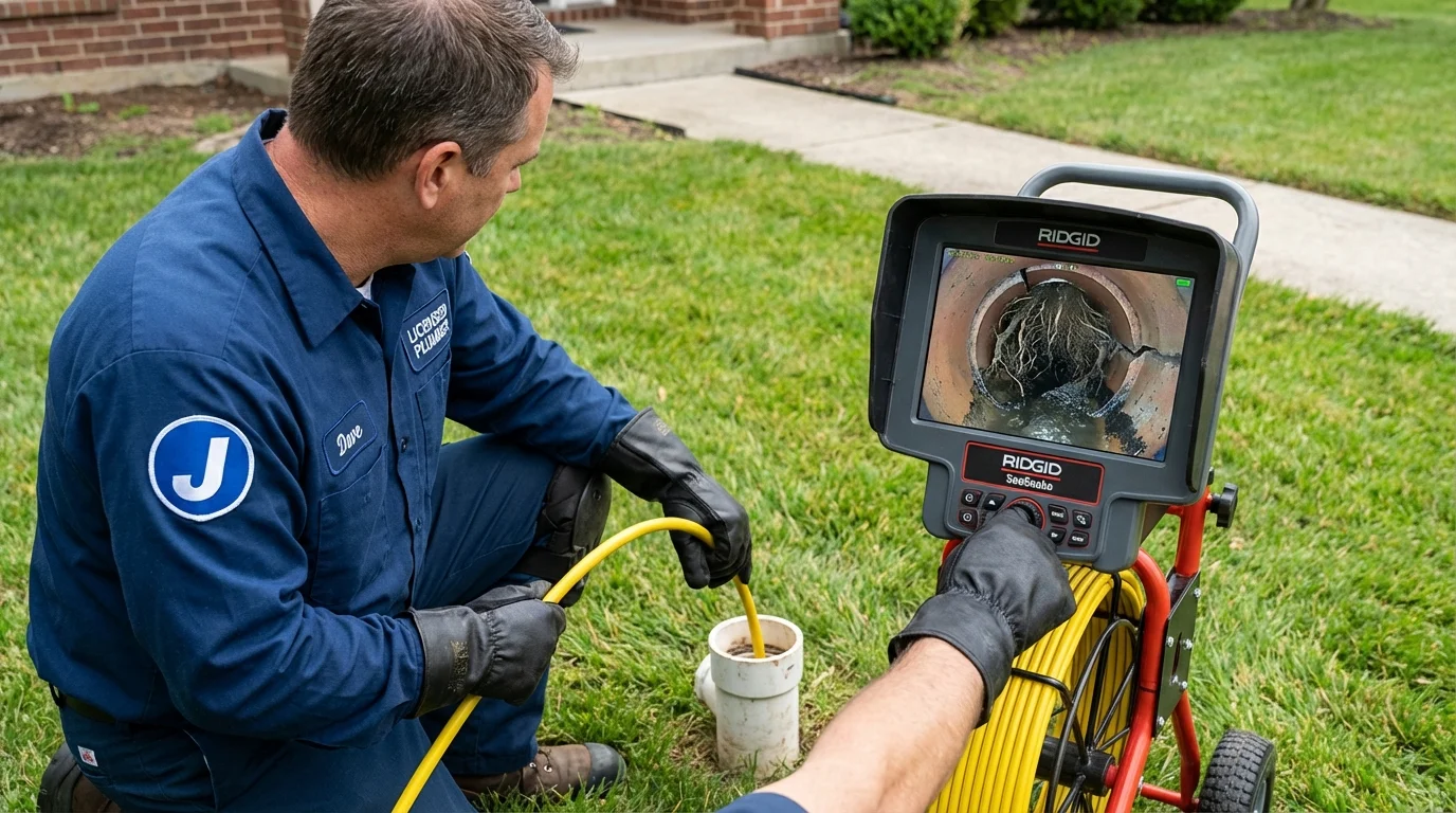 Sewer camera inspection being performed by Johns Plumbing LLC in West Yarmouth